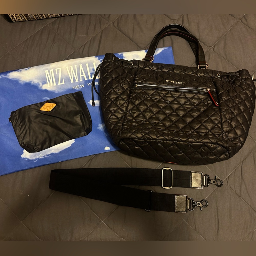 MZ Wallace Black Quilted Anna Tote